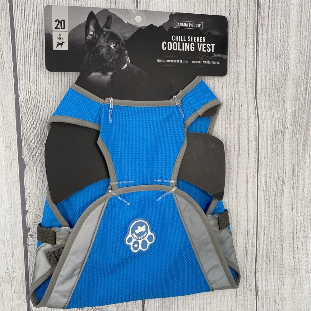 Canada Pooch Chill Seeker Cooling Vest 20 Blue Gray Mesh Harness Summer Jacket